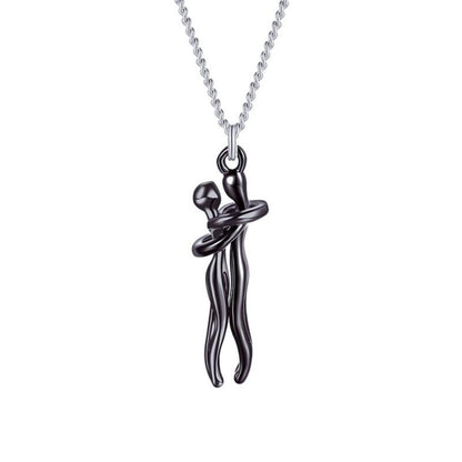 Golden Embrace Couple Pendant Necklace