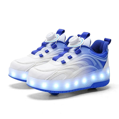 Zapatillas deportivas con ruedas y luces LED para niños – Zapatillas iluminadas para niños y niñas con ruedas recargables por USB