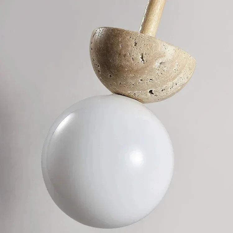 Round Travertine LED Pendant Lamp – Modern Elegance