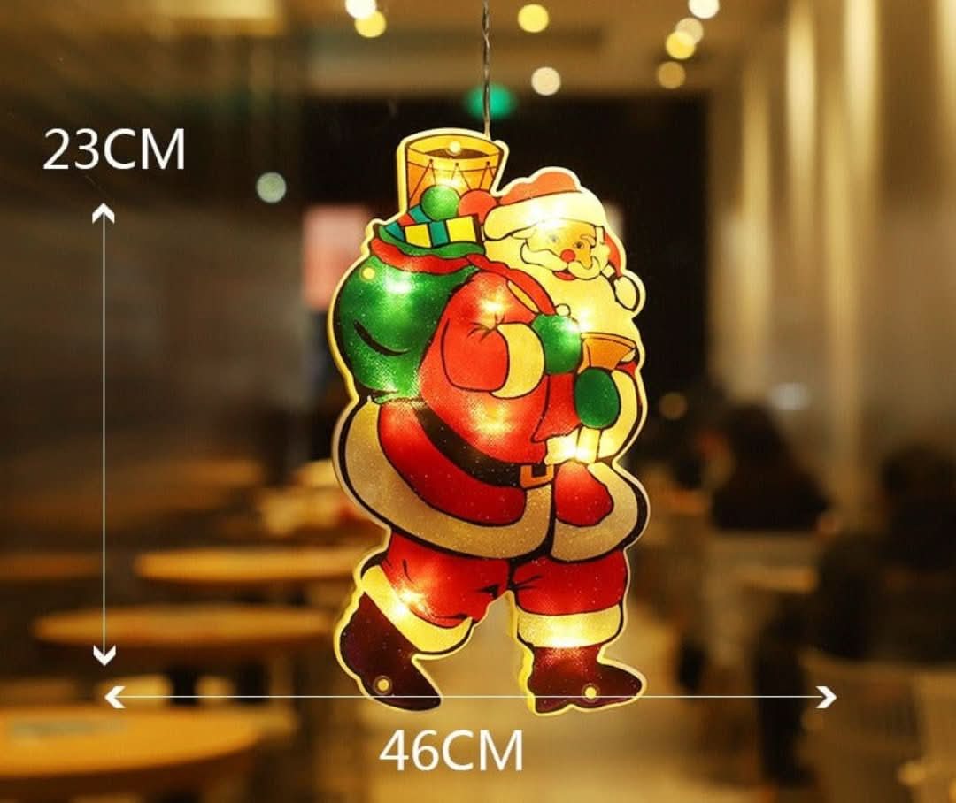 Decorațiune LED de Crăciun pentru fereastră, cu ventuză