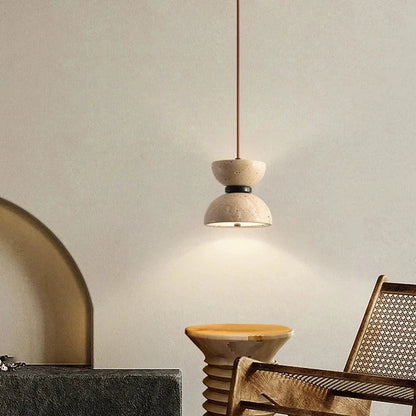 Lámpara colgante LED de piedra travertino – Diseño minimalista