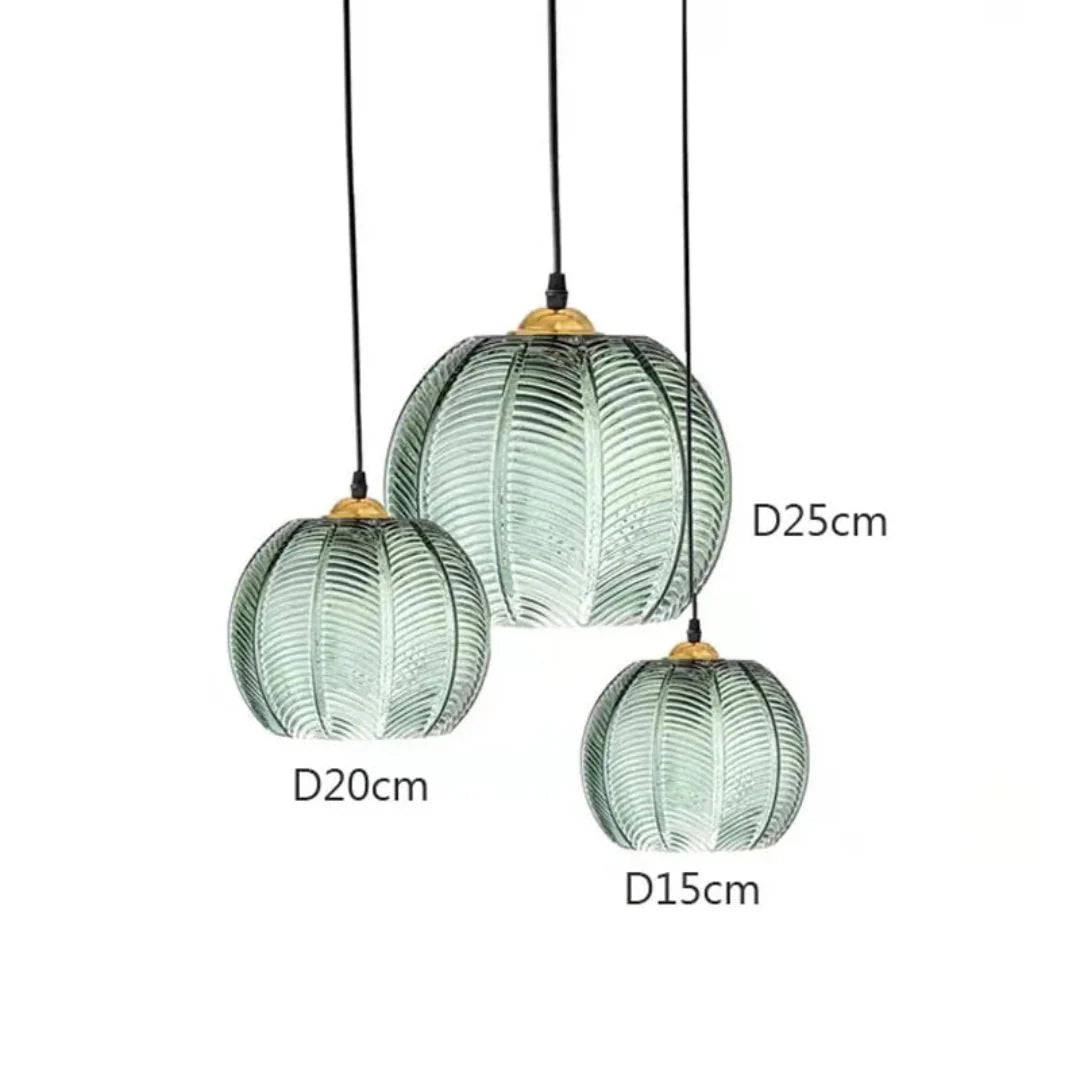 Modern Nordic Pendant Light with Green Leaf Pattern