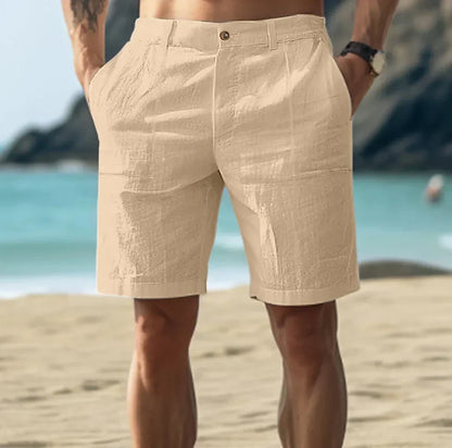 Pantaloncini da uomo in lino dalla vestibilità confortevole, ideali per le calde giornate estive