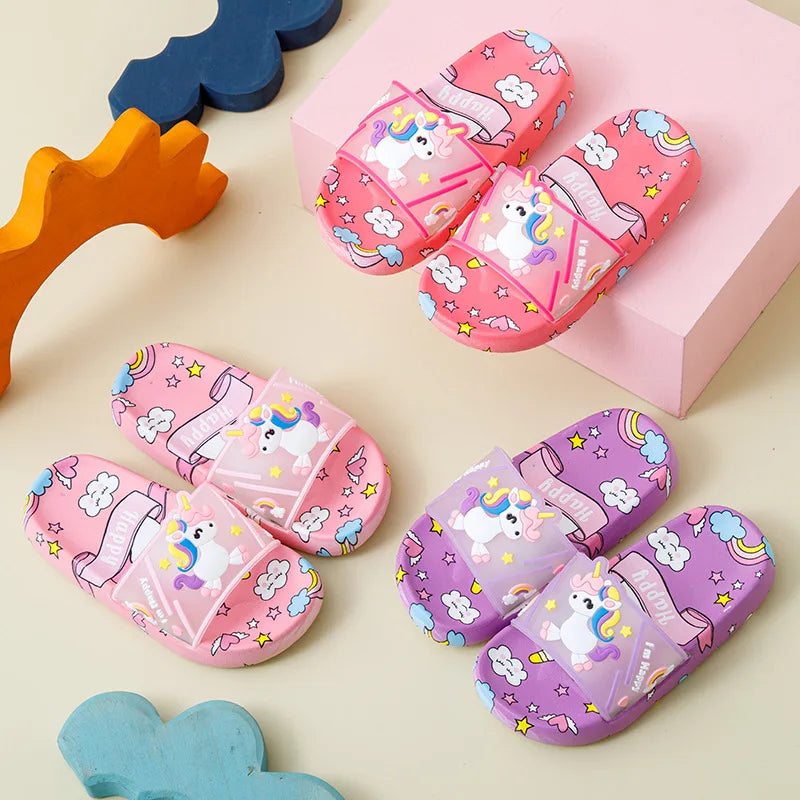 Ciabatte carine a forma di unicorno per bambini – Ideali per gli interni e il bagno