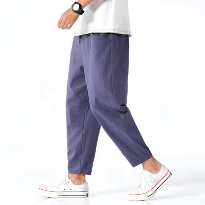 Pantalon court pour homme en coton et lin – Respirant, confortable et décontracté