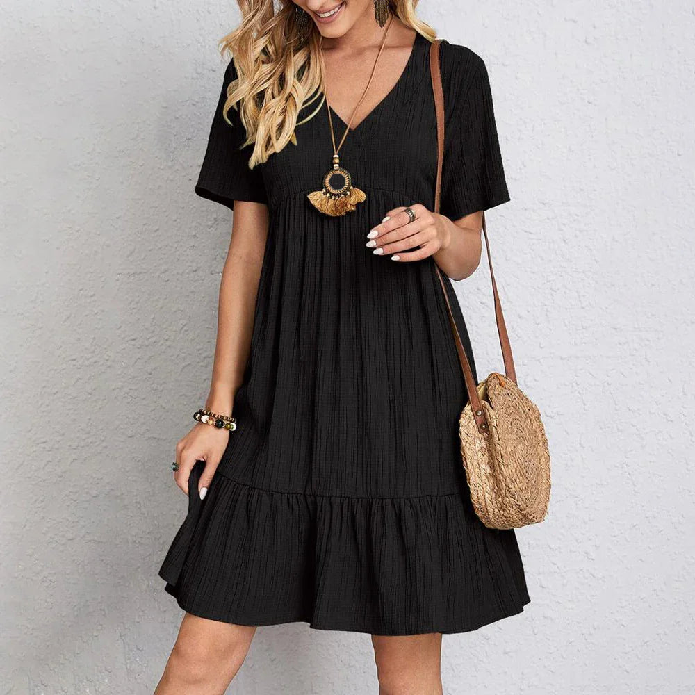 Ruffle Neck Vintage Dress - Aneska