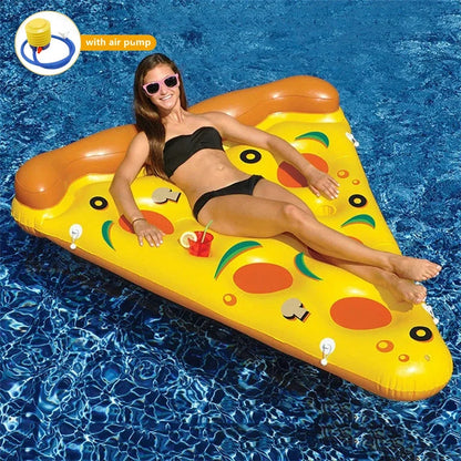 Colchoneta gigante para piscina con forma de pizza - relájate y disfruta con estilo