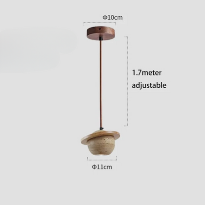 Round Travertine Pendant Lamp – Natural Elegance with LED