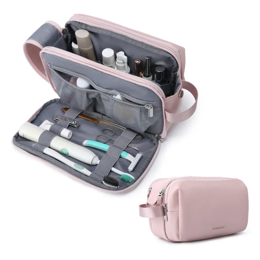Water-resistant toiletry bag with multiple compartments and zips – Practical for travel