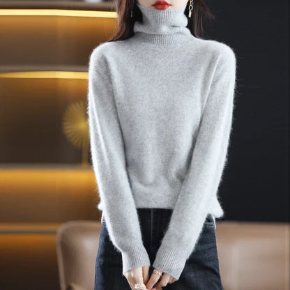 Ladies' Luxe Soft Knitted Roll Neck Jumper with Ribbed Cuffs