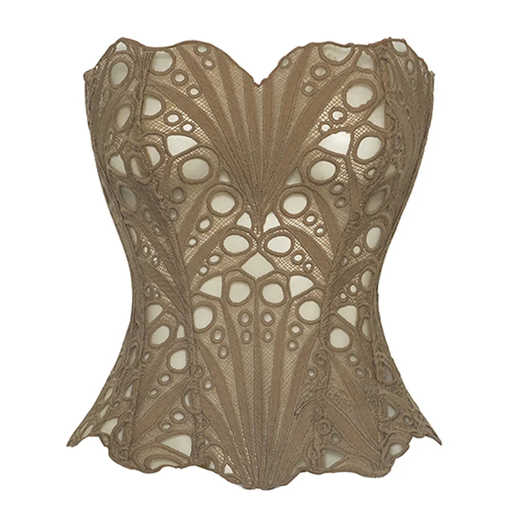 Stylish Ladies Strapless Corset Top with Lace