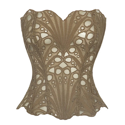 Lace Corset Top with Strapless Fit for Women