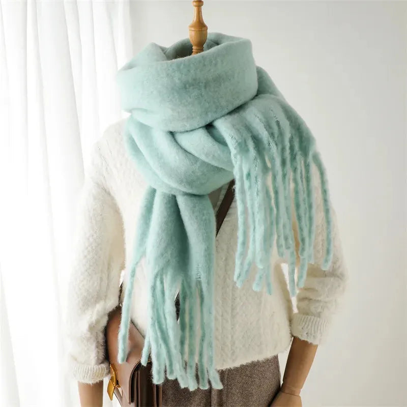 Schicker langer Winterschal mit Fransen für Damen