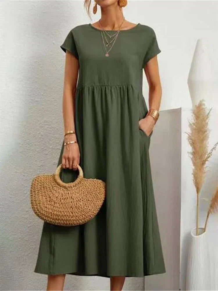 O-neck vintage cotton dress - Brenda