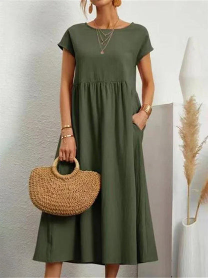 O-neck vintage cotton dress - Brenda