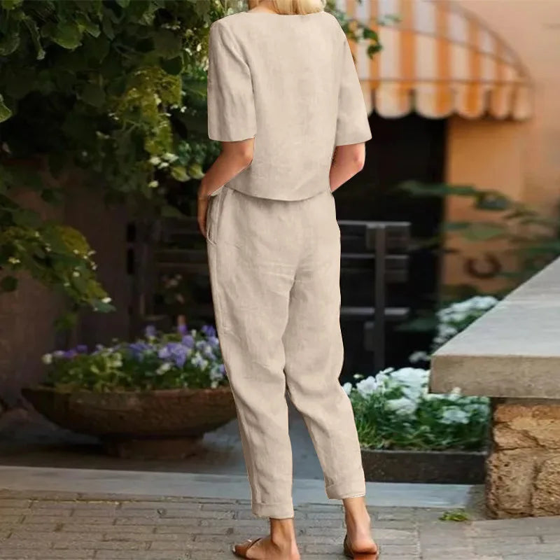 Comfortable Ladies Co-ord Set Two-Piece Set with Top and Trousers