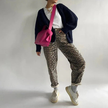Vintage ladies' trousers with leopard print - Julitta