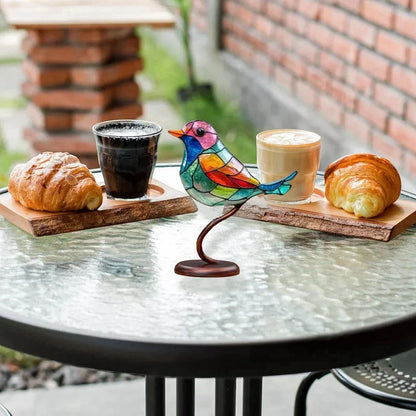 Moderne Vogeldekoration aus Acryl mit farbigem Glasdesign – künstlerisches Ornament