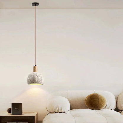 Elegante runde Pendelleuchte aus Beton mit LED-Beleuchtung