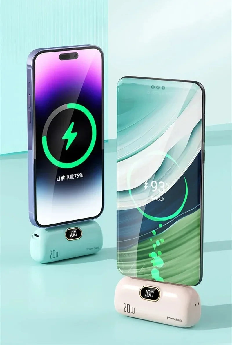 Mini Powerbank 2600-10000mAh with Integrated Connector – Compact Fast Charging with Digital Display