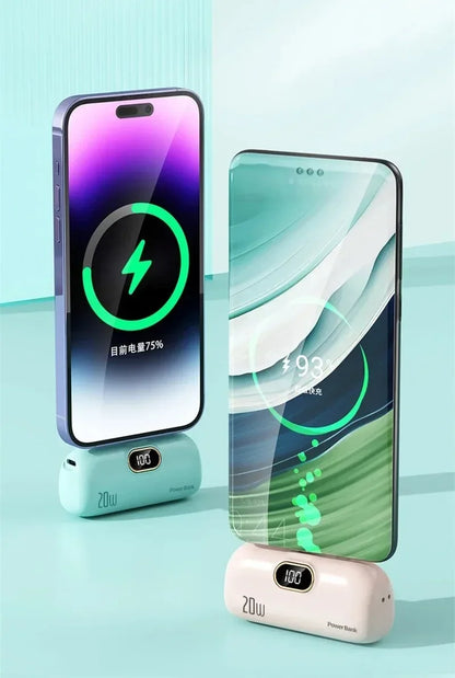 Mini Powerbank 2600-10000mAh with Integrated Connector – Compact Fast Charging with Digital Display
