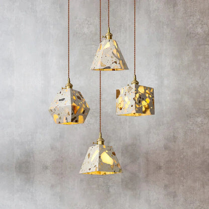 Suspension LED en marbre terrazzo – Design scandinave moderne