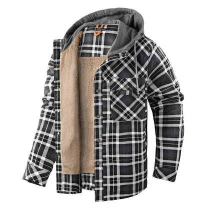 Ruben - Timeless rugged check overshirt with hood for men