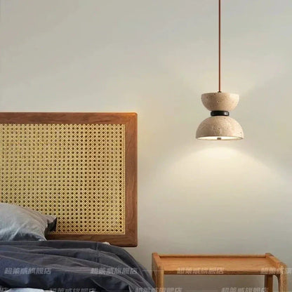 Lámpara colgante LED de piedra travertino – Diseño minimalista