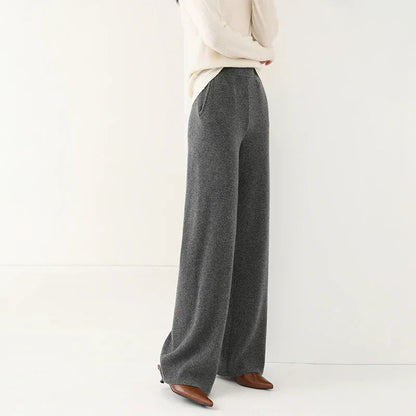 Luxury Women's Corduroy Trousers with Wide Legs and Elastic Waist