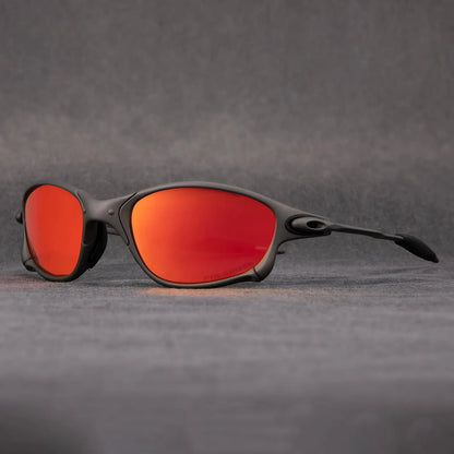Gafas de sol deportivas polarizadas - montura metálica con lentes rojas