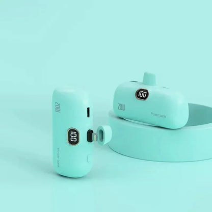 Mini Powerbank 2600-10000mAh with Integrated Connector – Compact Fast Charging with Digital Display