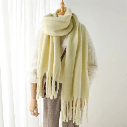 Chic Long Winter Scarf with Fringes for Women