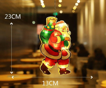 Decorațiune LED de Crăciun pentru fereastră, cu ventuză