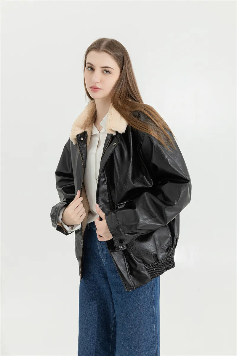 Large Leather Winter Coat - Primera
