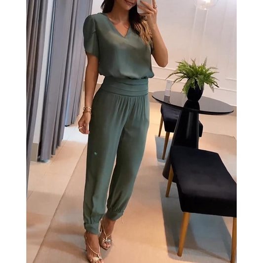 Elegantes und bequemes 2-teiliges Set aus Hose und Oberteil für Damen – Phine