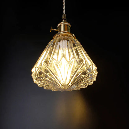 Lámpara colgante moderna de vidrio en forma de diamante