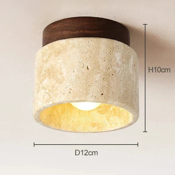 LED-plafondlamp van travertin - Retro en modern design