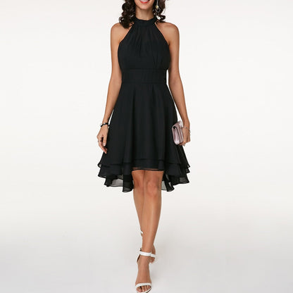 Luxe A-Line Mini Cocktail Dress for Ladies with Halter Neck