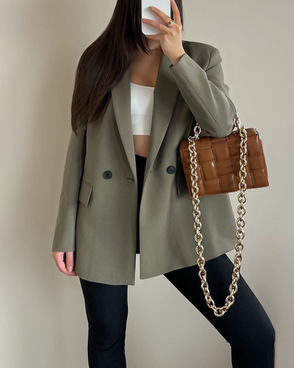 PowerChic – Elegant Double-Breasted Blazer for Women