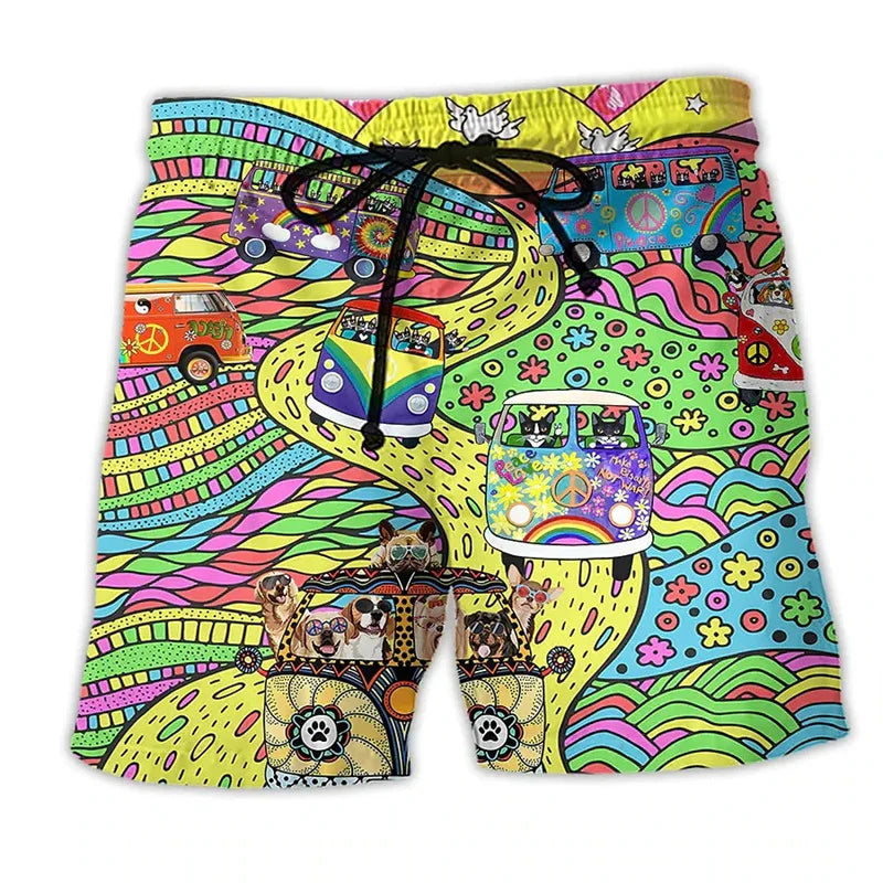 Men's Swim Shorts with Graffiti Design