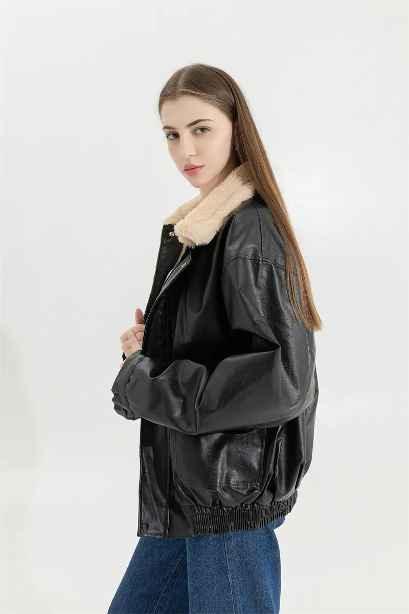 Large Leather Winter Coat - Primera
