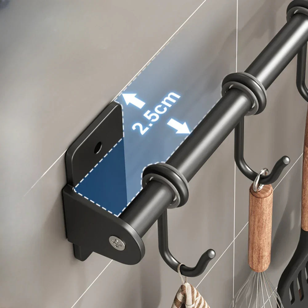 Kitchen Hook Rack - Steel - Wall Storage - Lid and Cookware Storage