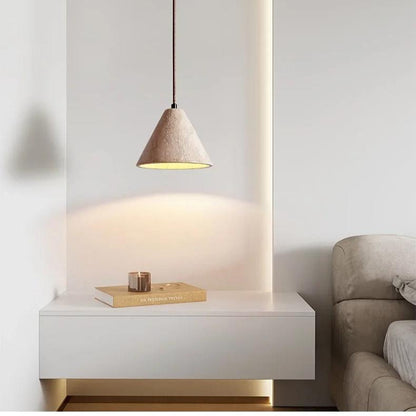 Candeeiro suspenso moderno em travertino com LED – Candeeiro elegante em calcário amarelo