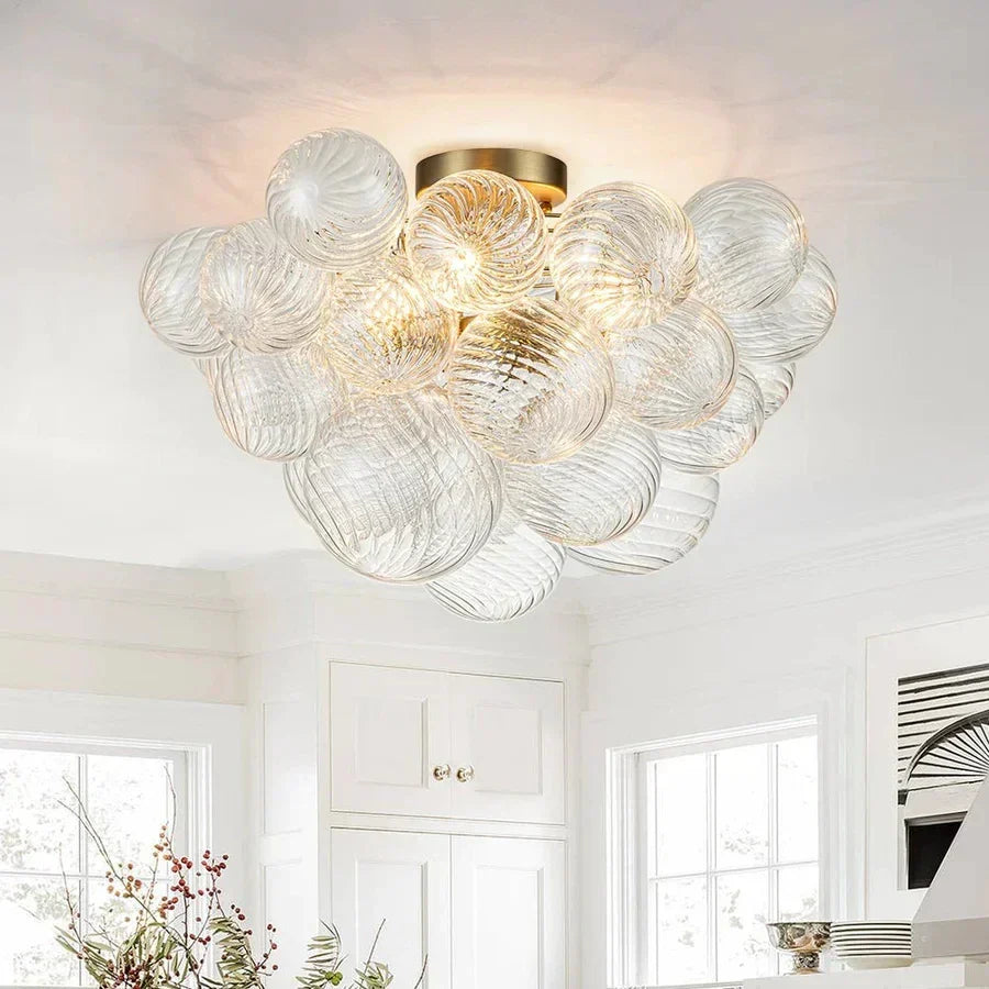 Candeeiro de teto Cluster Ribbed Bubble - Design luxuoso e elegante