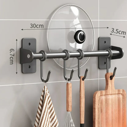 Kitchen Hook Rack - Steel - Wall Storage - Lid and Cookware Storage