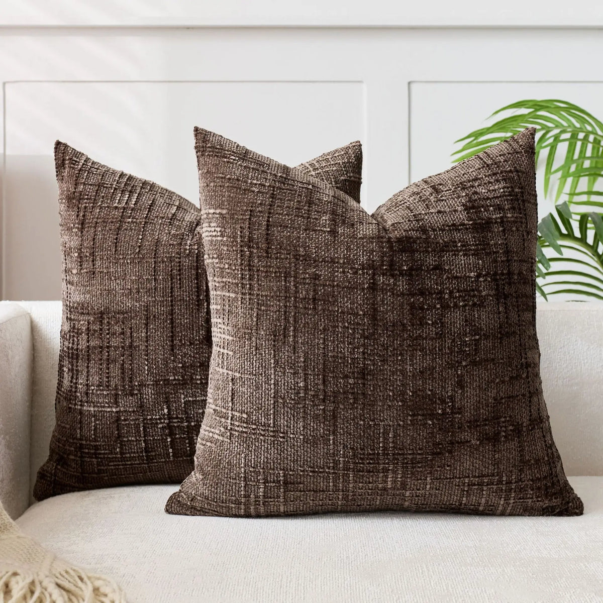 Fodera per cuscino in ciniglia con texture effetto bambù, per un ambiente lussuoso e accogliente