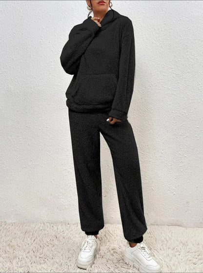 Cuddly teddy loungewear with hood for women - Sandy