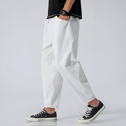 Pantalon court pour homme en coton et lin – Respirant, confortable et décontracté