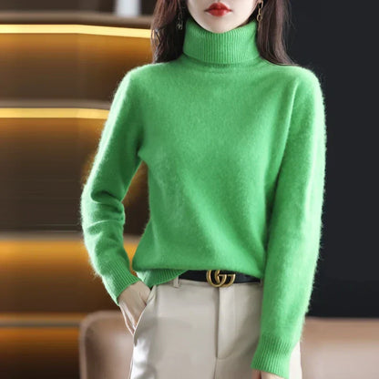 Ladies' Luxe Soft Knitted Roll Neck Jumper with Ribbed Cuffs