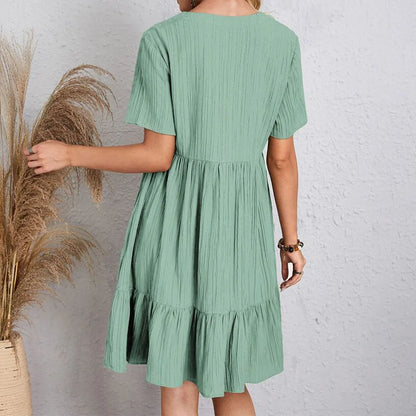 Ruffle Neck Vintage Dress - Aneska